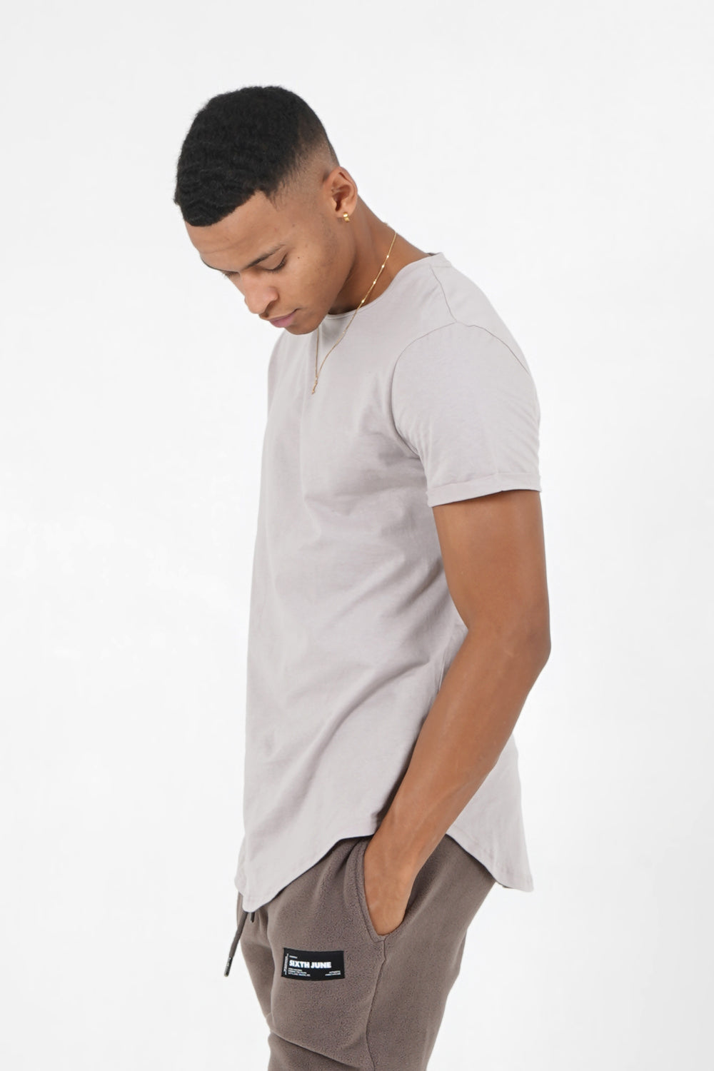 Sixth June - T-shirt bas arrondi long Taupe