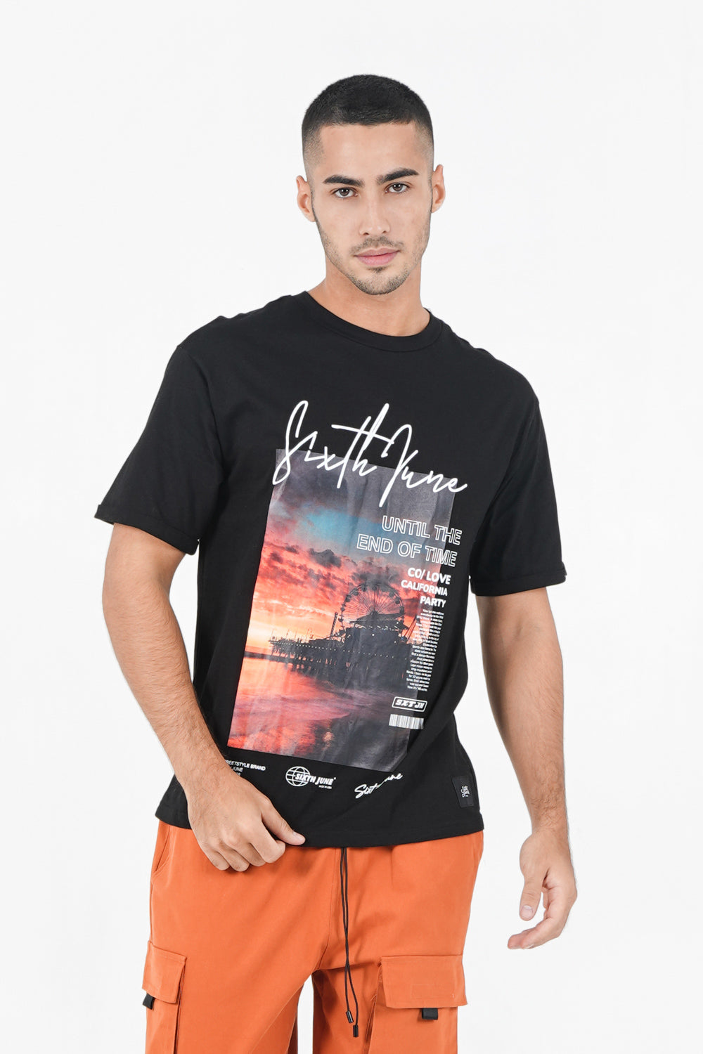 Sixth June - T-shirt california sunset Noir