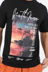 Sixth June - T-shirt california sunset Noir