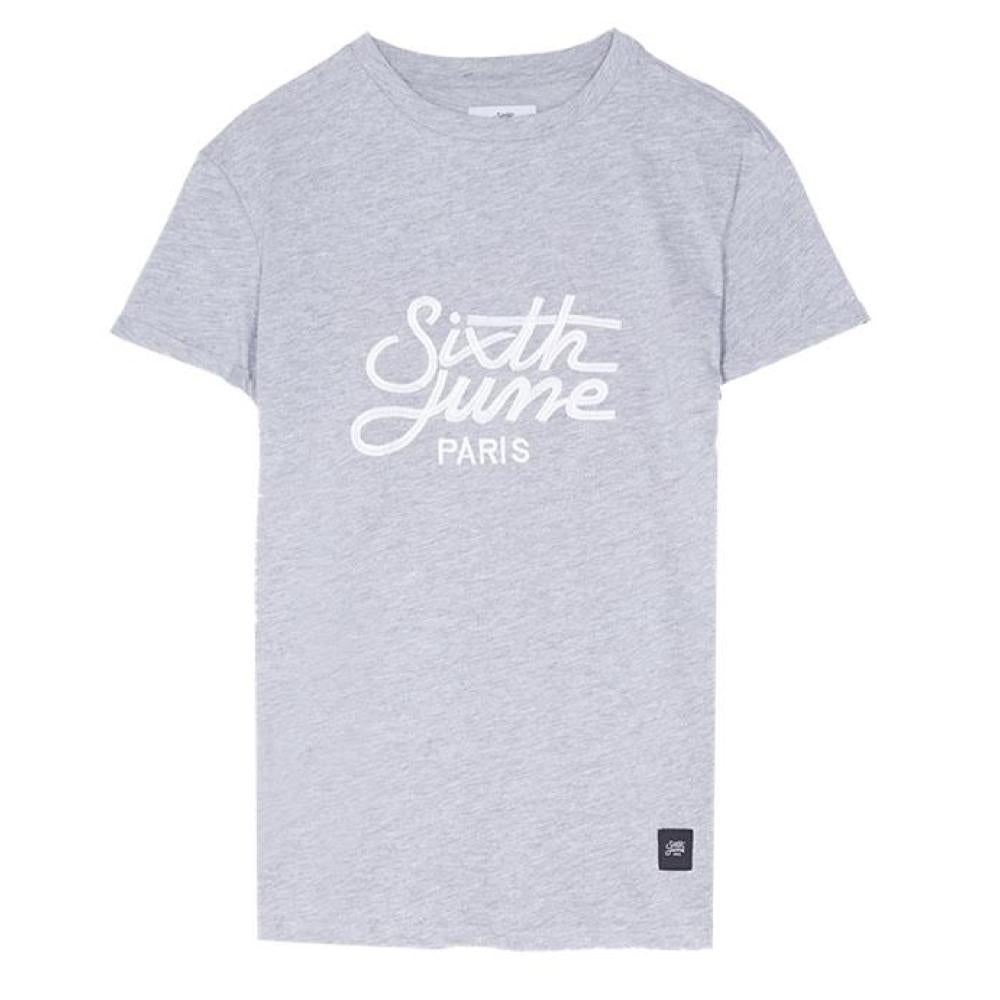 Sixth June - T-shirt brodé logo gris