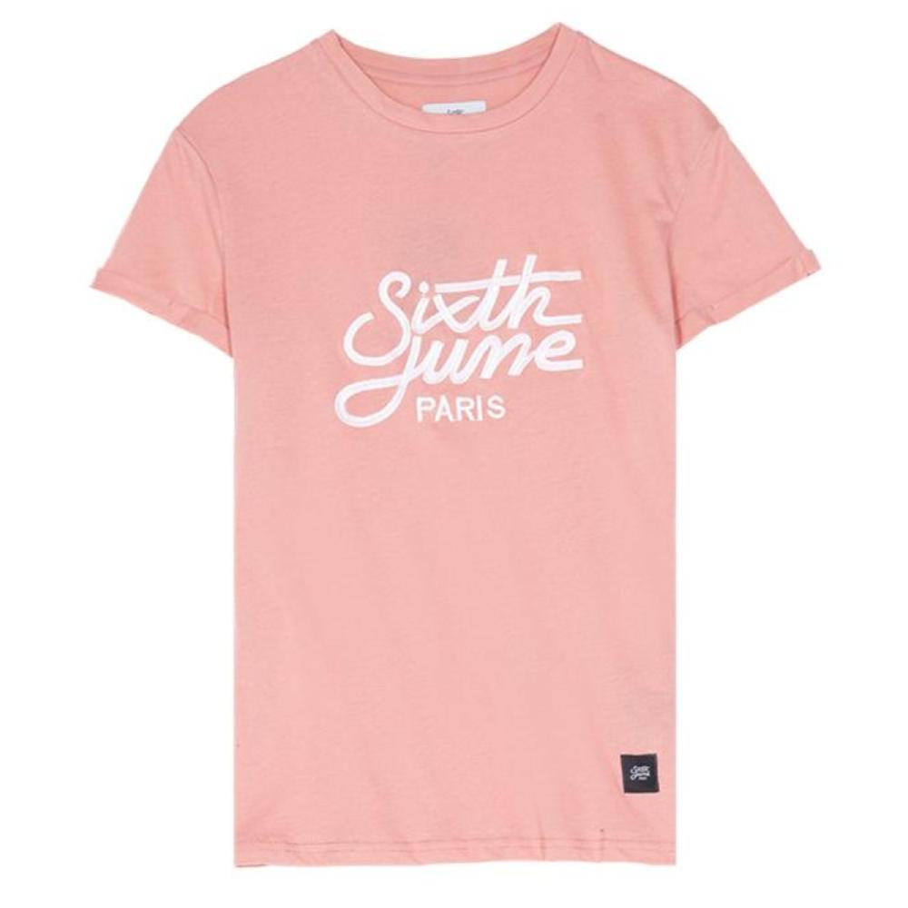 Sixth June - T-shirt brodé logo rose