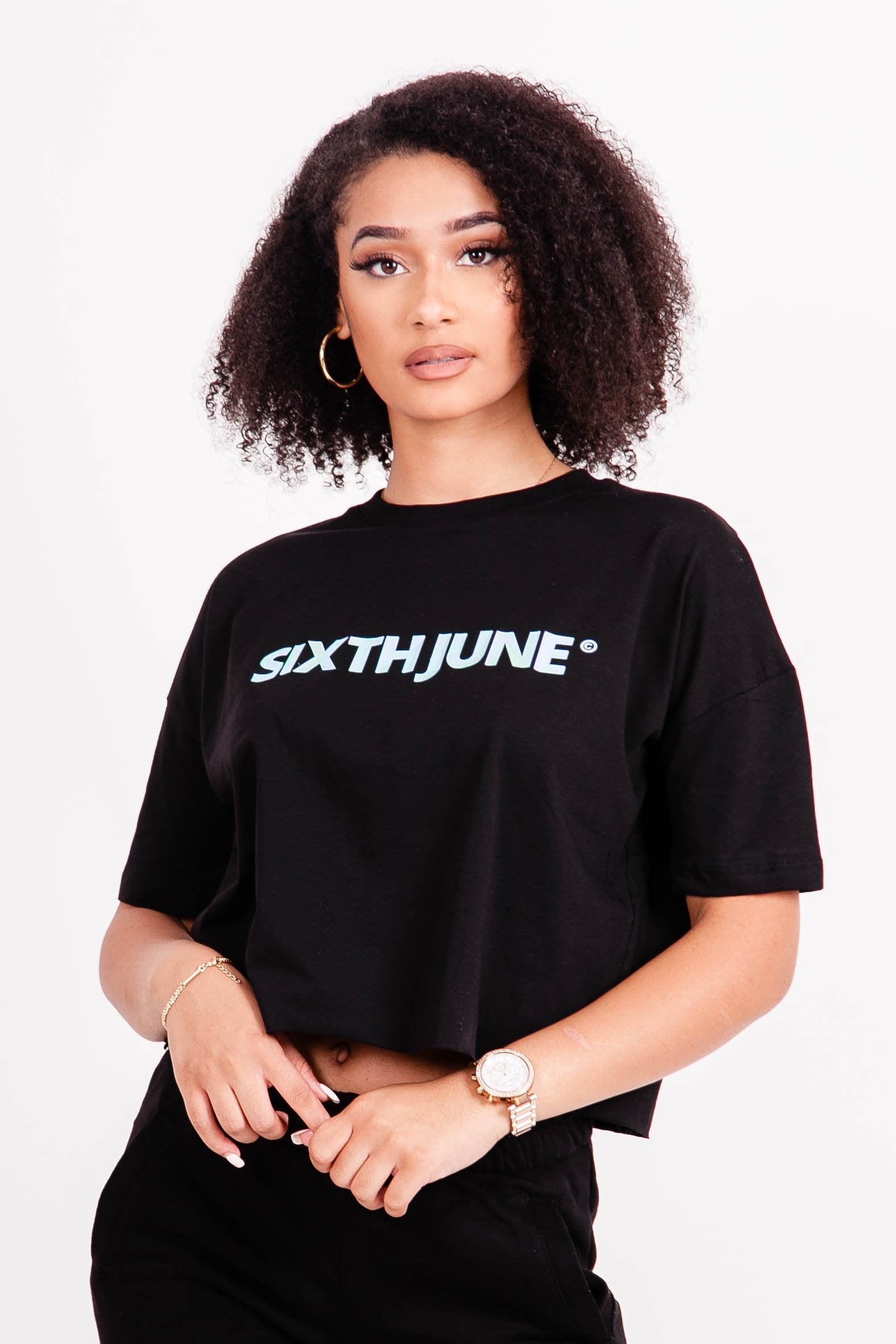 Sixth June - T-shirt court imprimé iridescent noir