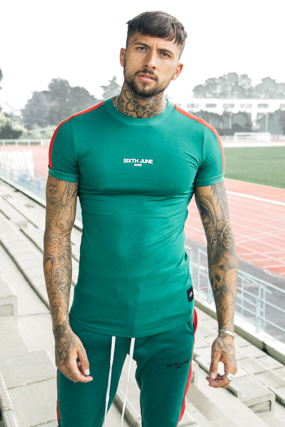 Sixth June - T-shirt logo bandes vert rouge