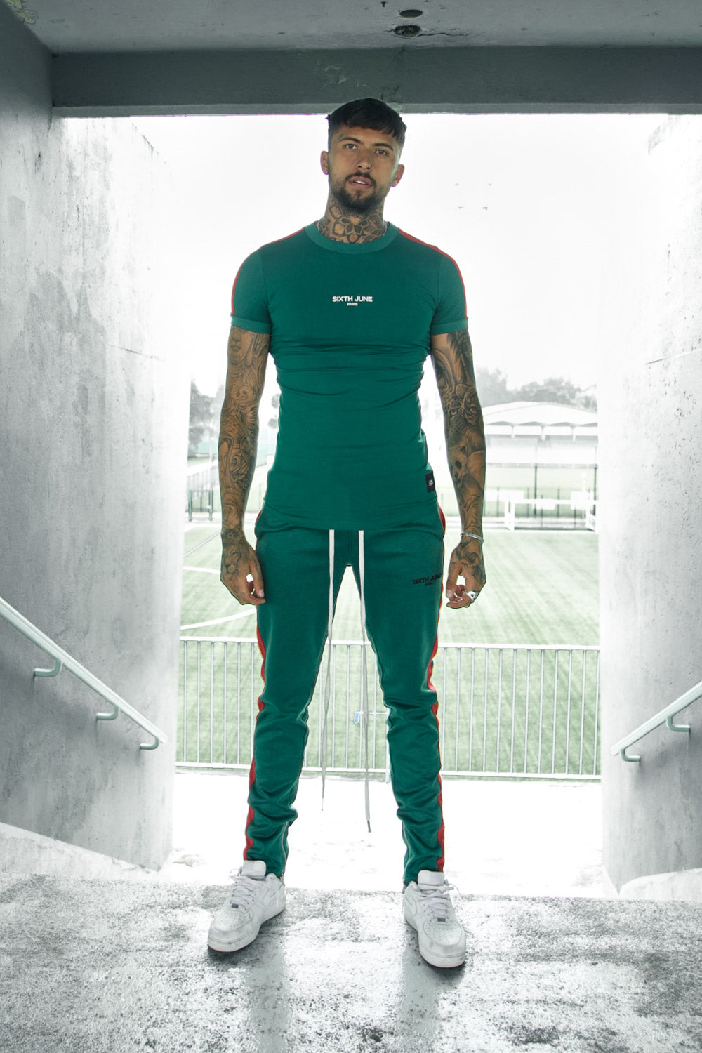 Sixth June - T-shirt logo bandes vert rouge