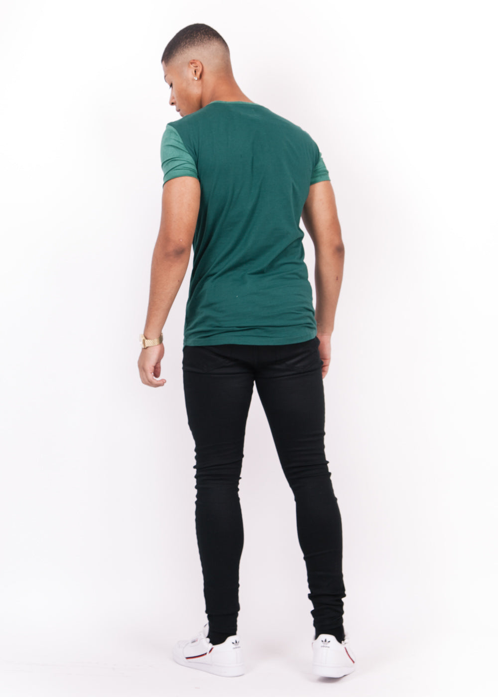 Sixth June - T-shirt bi-matière bande V vert