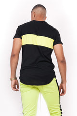 Sixth June - T-shirt tricolore texte noir jaune