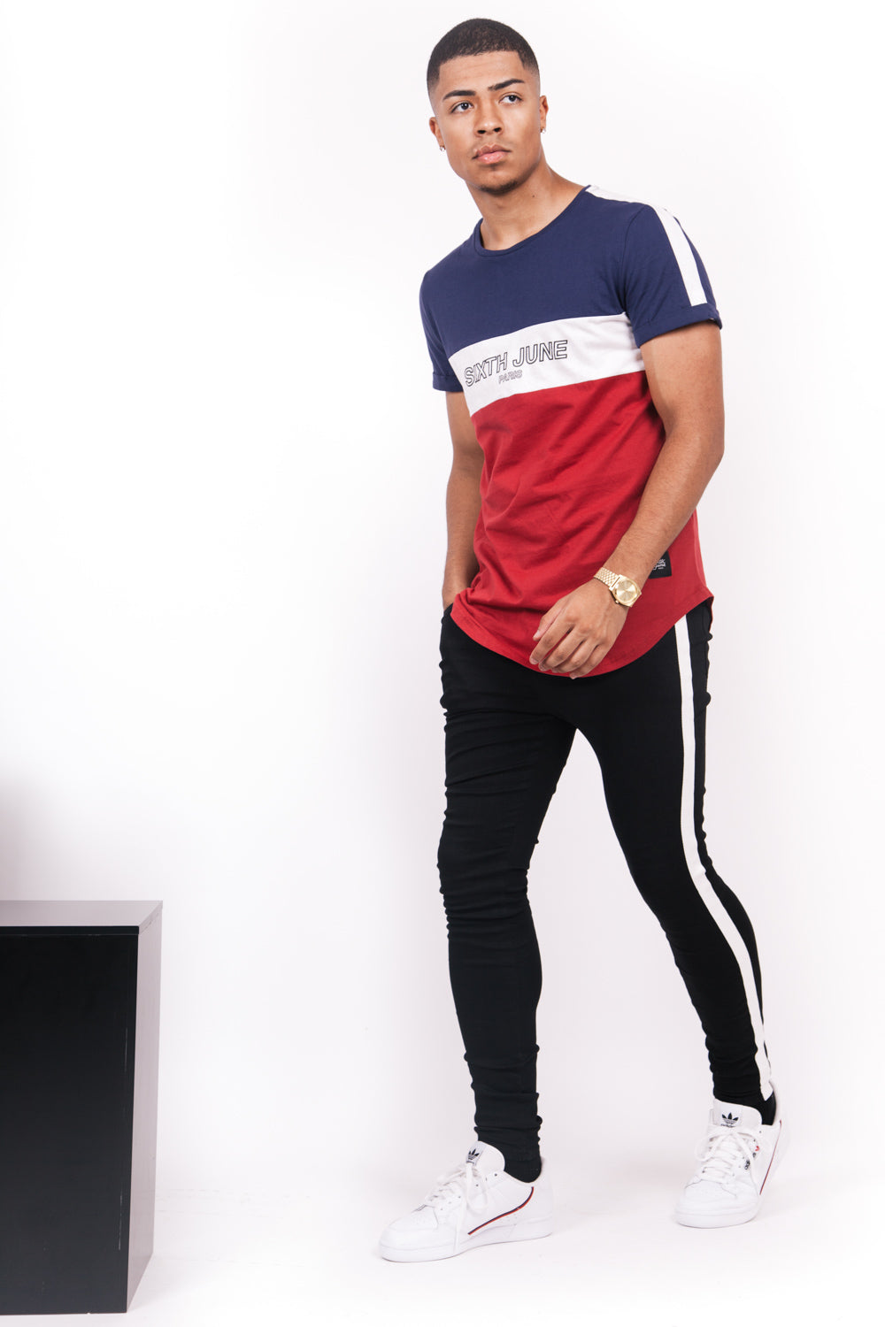 Sixth June - T-shirt tricolore texte bleu rouge blanc