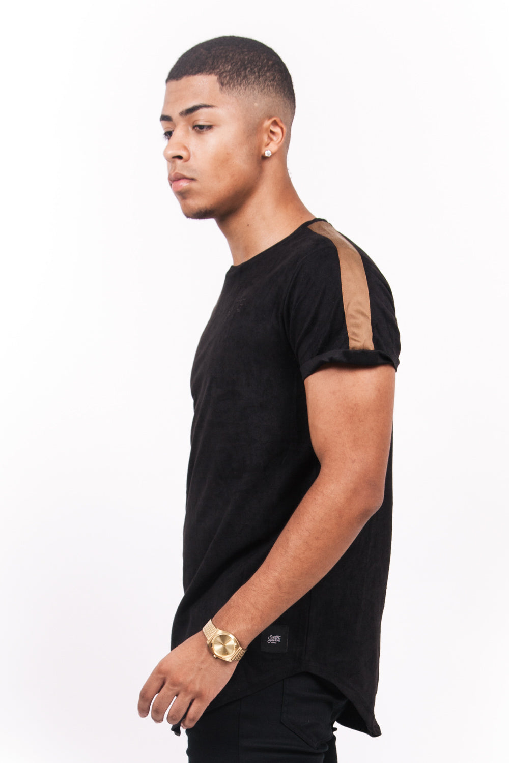 Sixth June - T-shirt suédine bandes noir