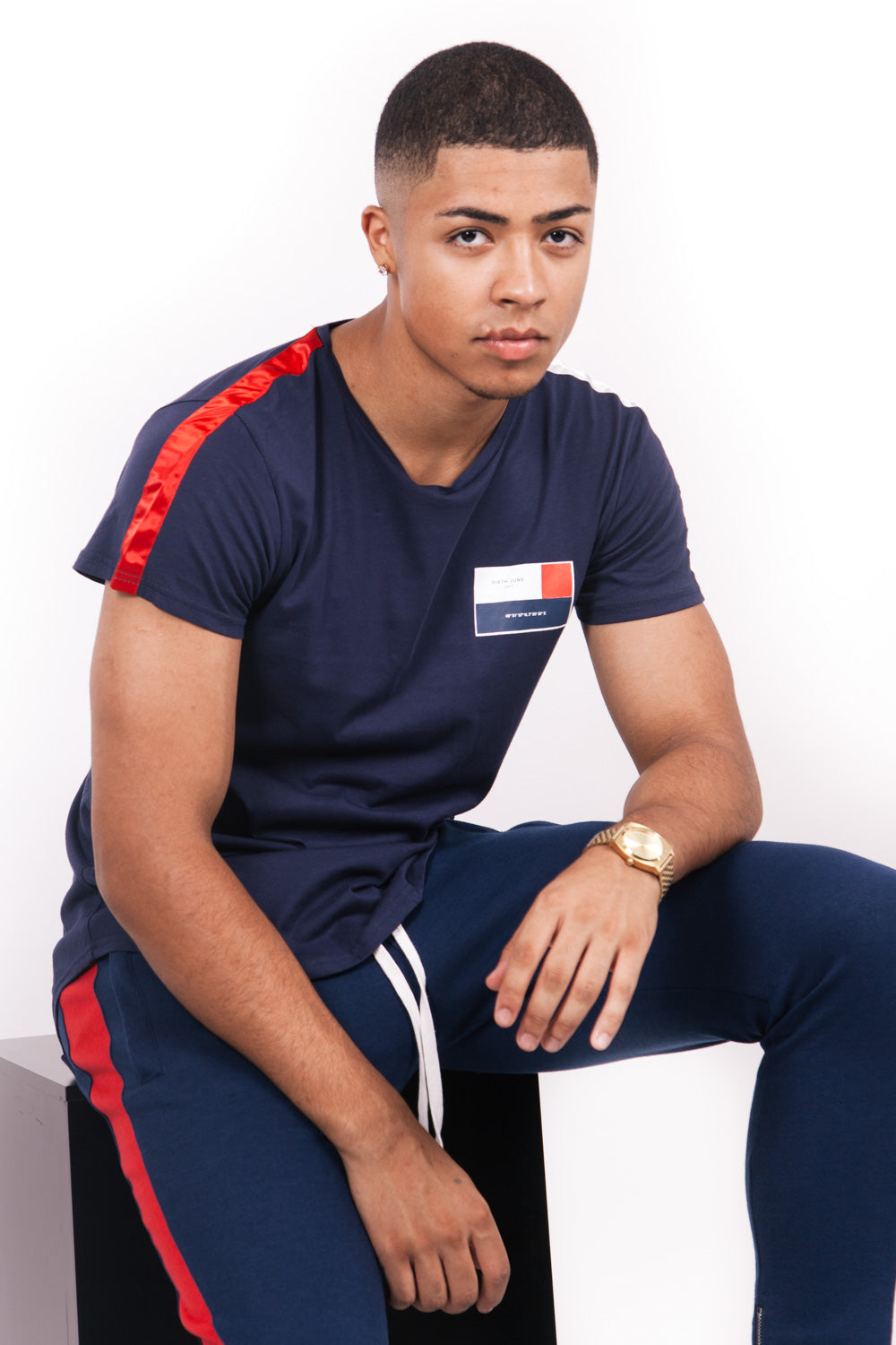 Sixth June - T-shirt America bandes bleu