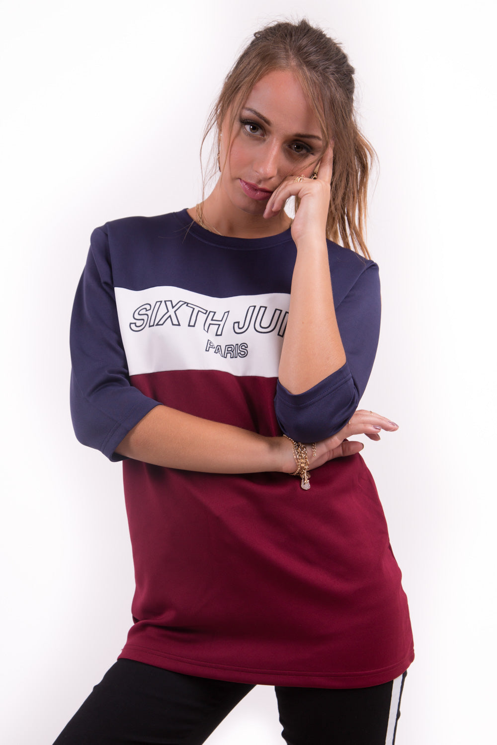 Sixth June - T-shirt long tricolore rouge bleu blanc