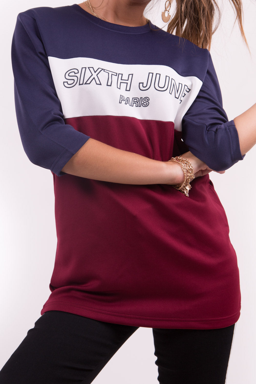 Sixth June - T-shirt long tricolore rouge bleu blanc
