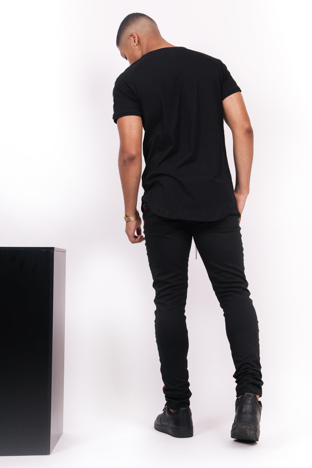 Sixth June - T-shirt bandes bicolores noir vert rouge