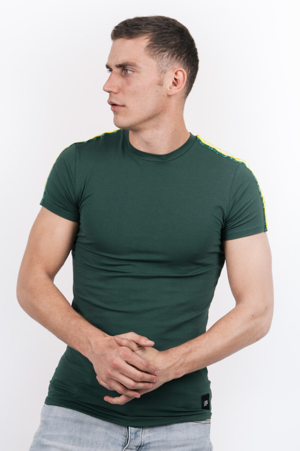 Sixth June - T-shirt bandes bicolores logo vert jaune