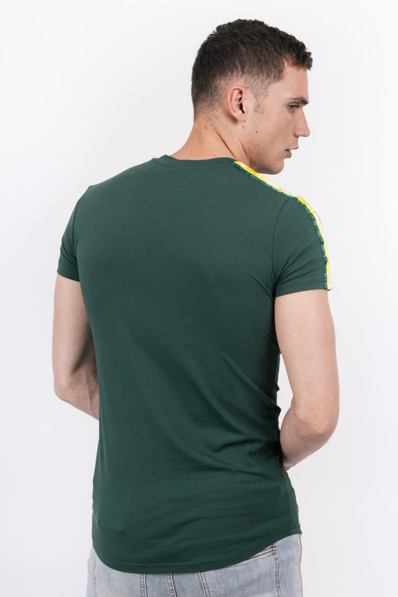 Sixth June - T-shirt bandes bicolores logo vert jaune