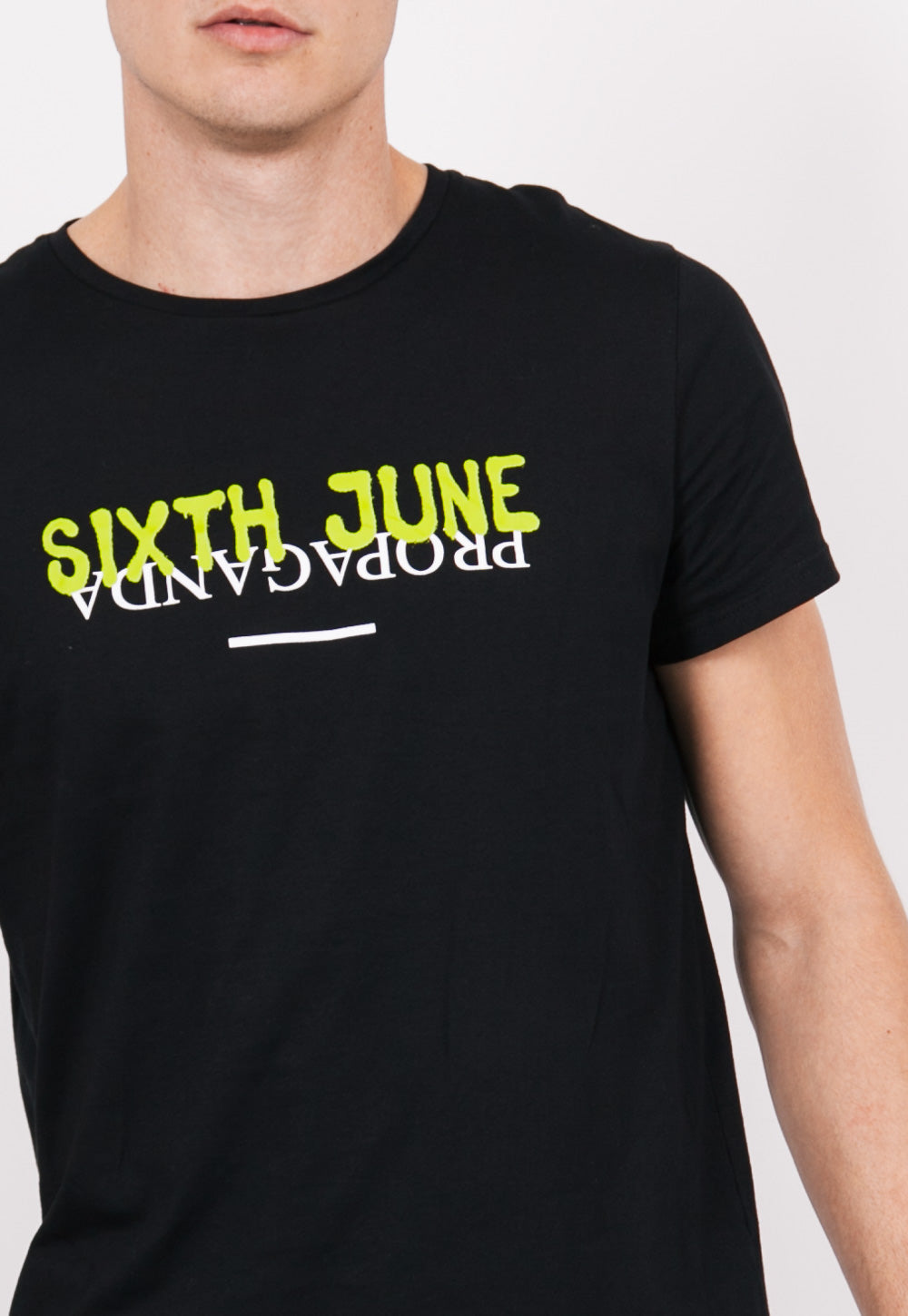 Sixth June - T-shirt long Propaganda fluo noir