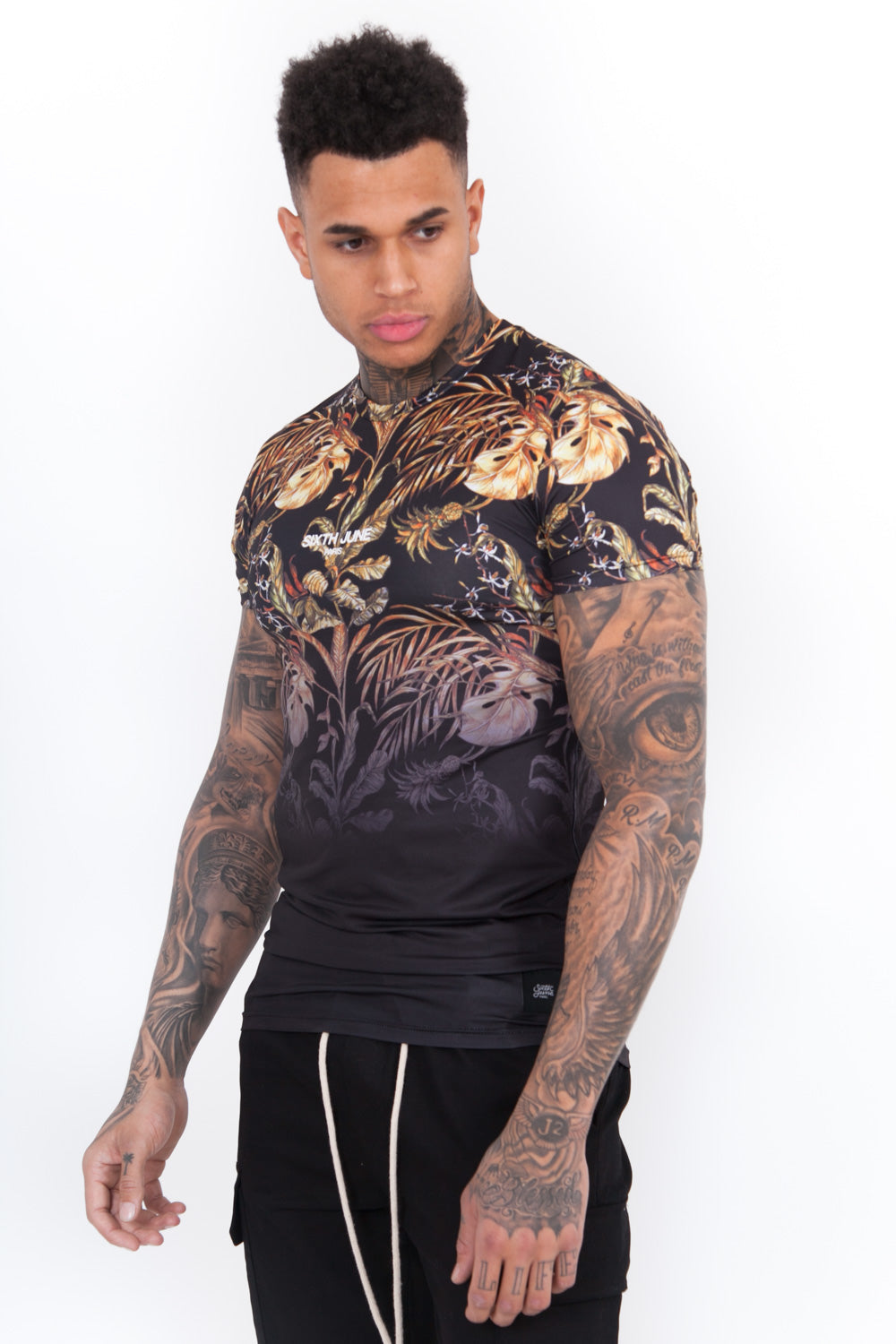 Sixth June - T-Shirt tropical dégradé noir or
