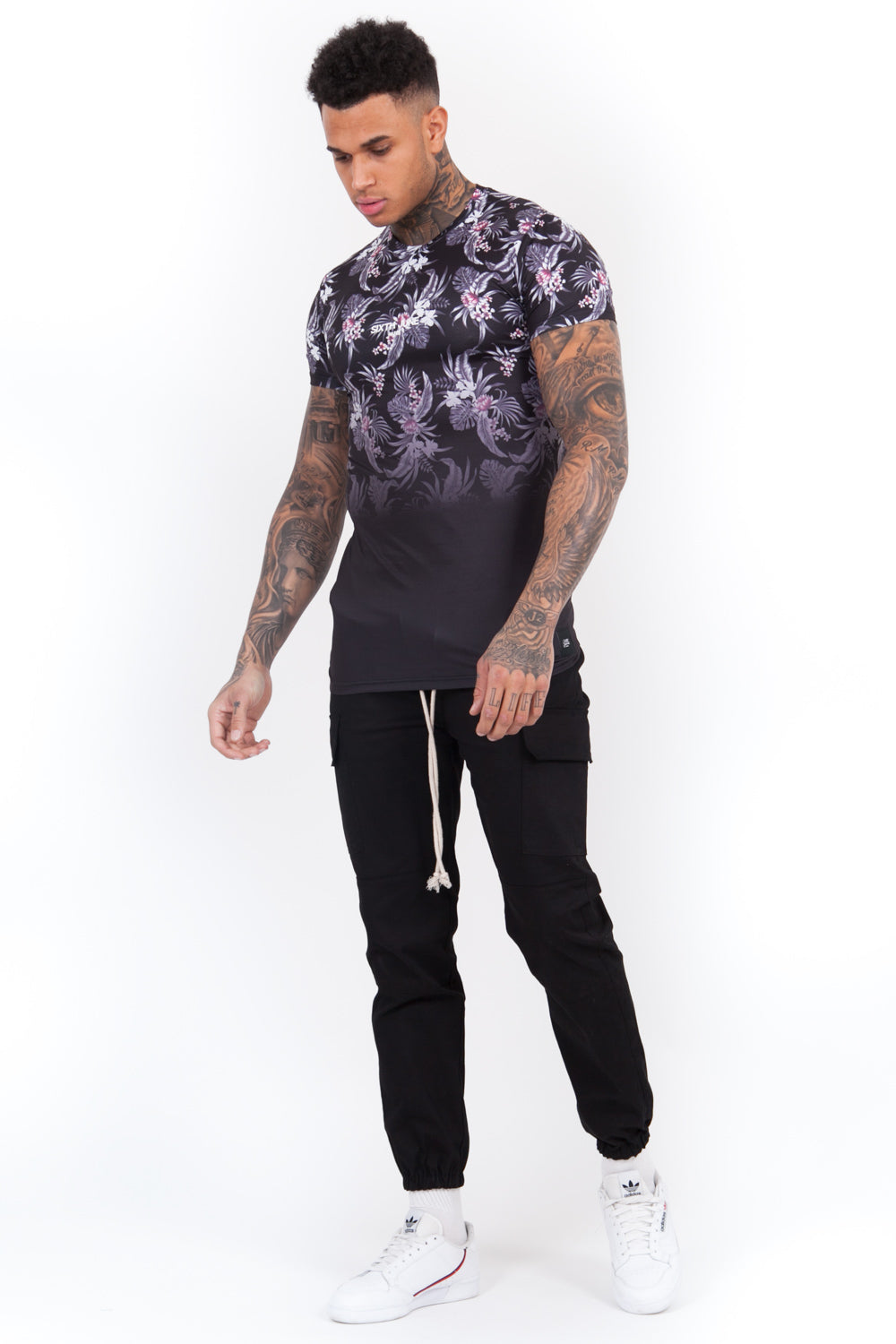 Sixth June - T-Shirt tropical dégradé noir gris