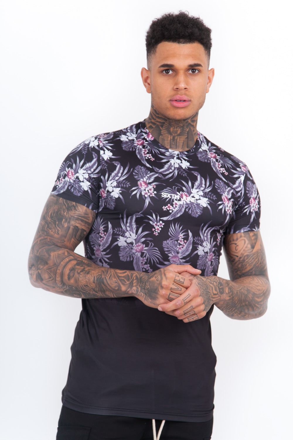 Sixth June - T-Shirt tropical dégradé noir gris