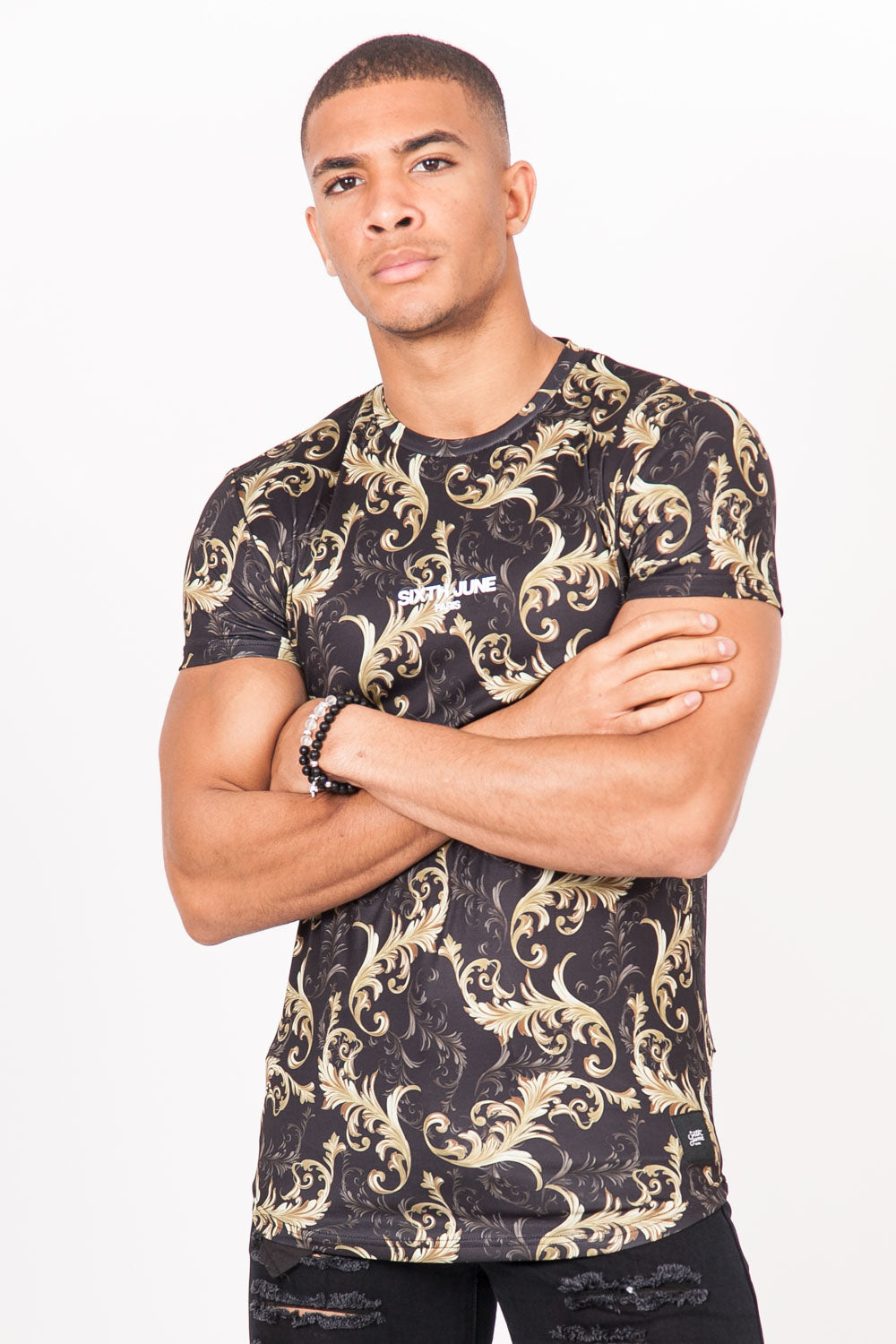 Sixth June - T-Shirt baroque all-over noir or