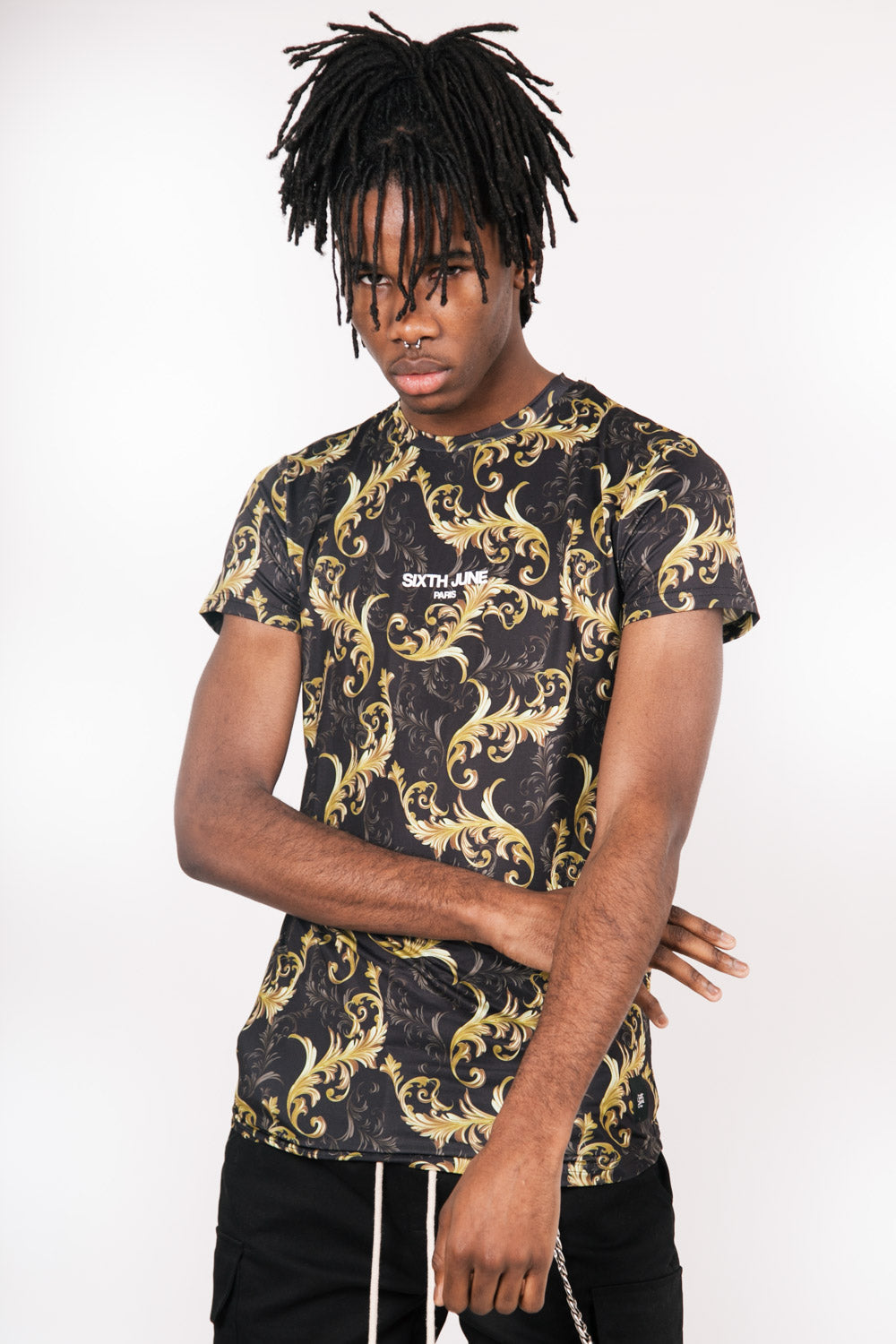 Sixth June - T-Shirt baroque all-over noir or