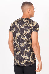 Sixth June - T-Shirt baroque all-over noir or
