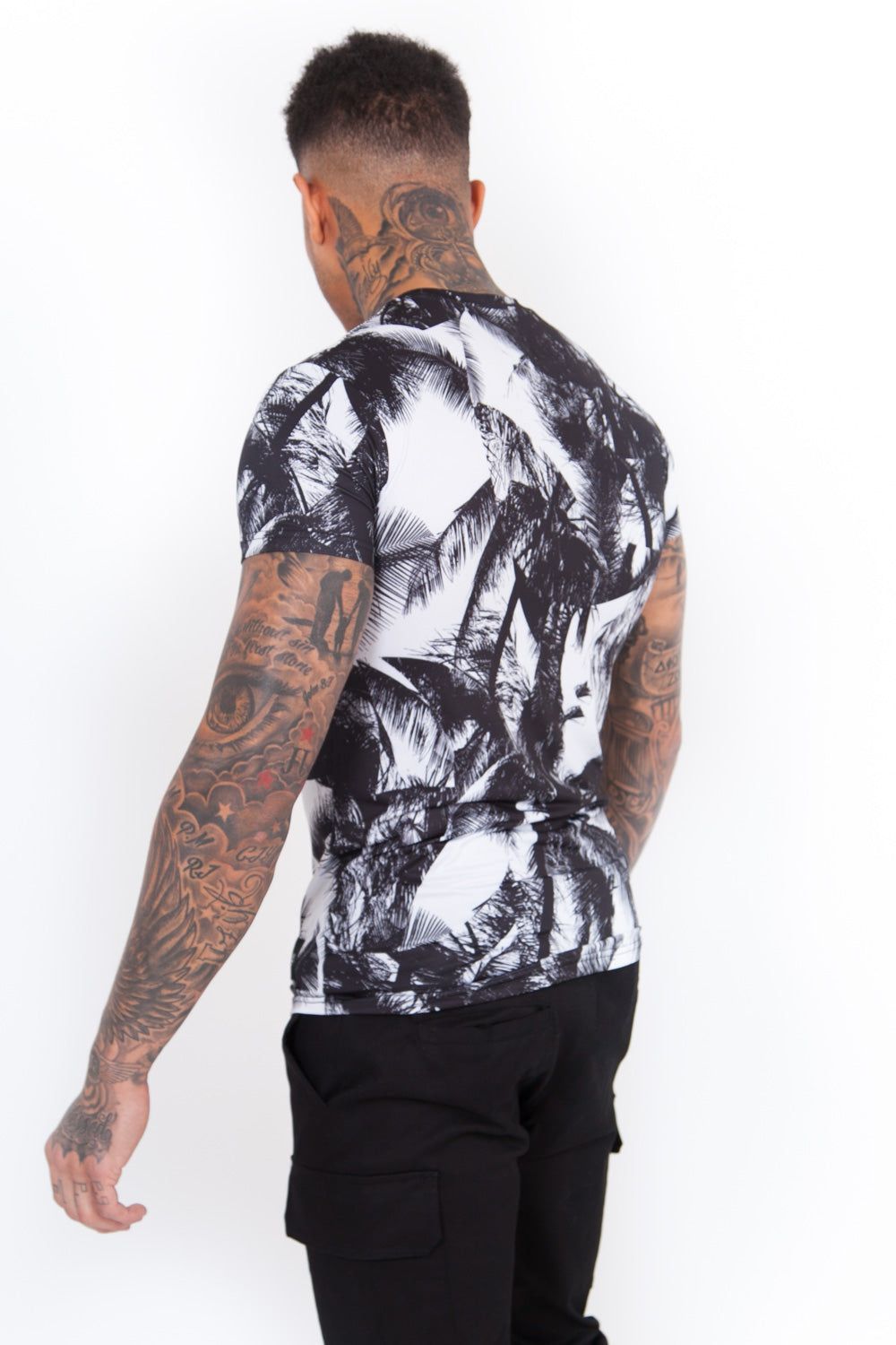 Sixth June - T-Shirt all-over palmiers noir blanc