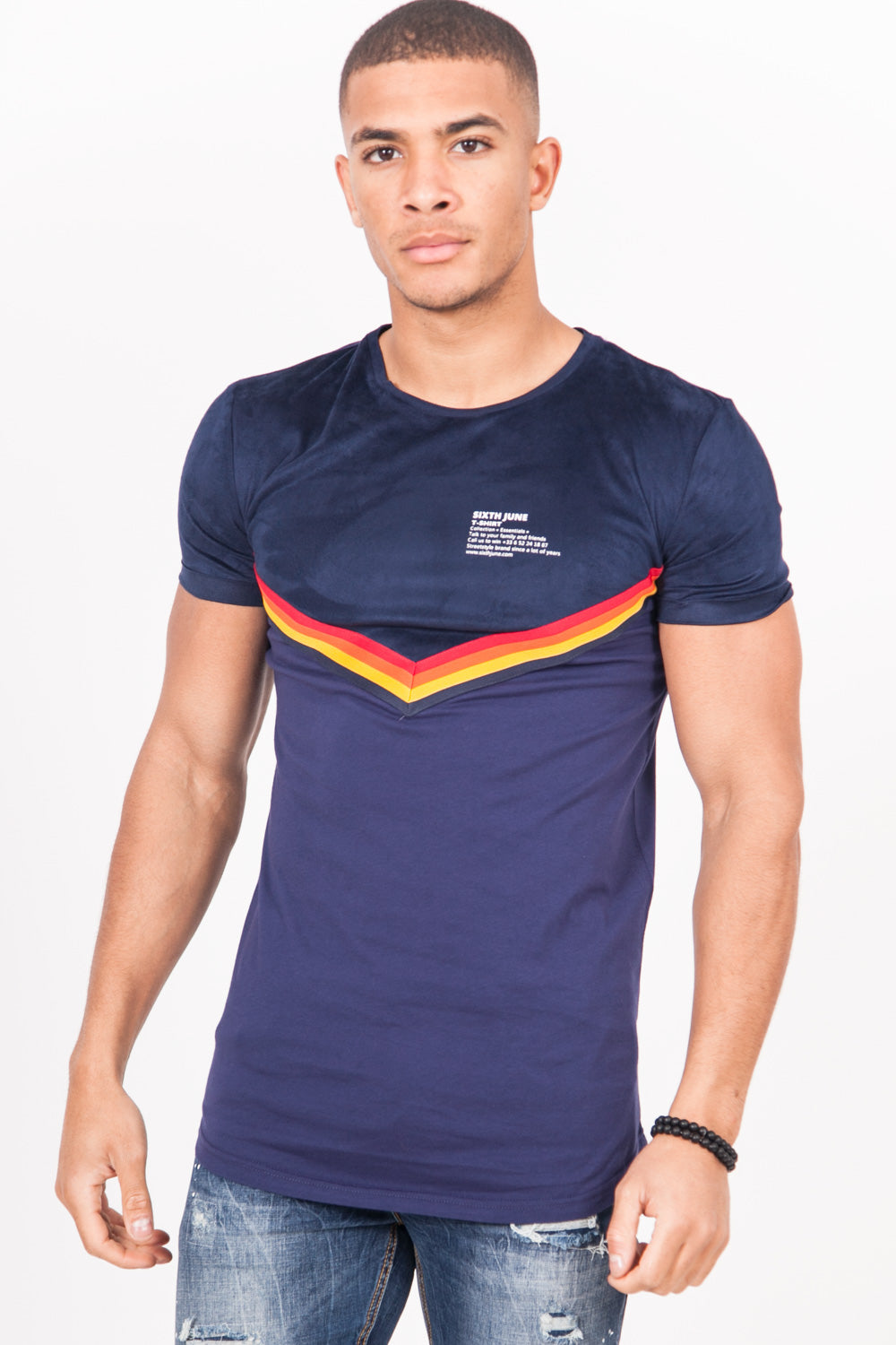 Sixth June - T-Shirt bandes V 4 couleurs bleu