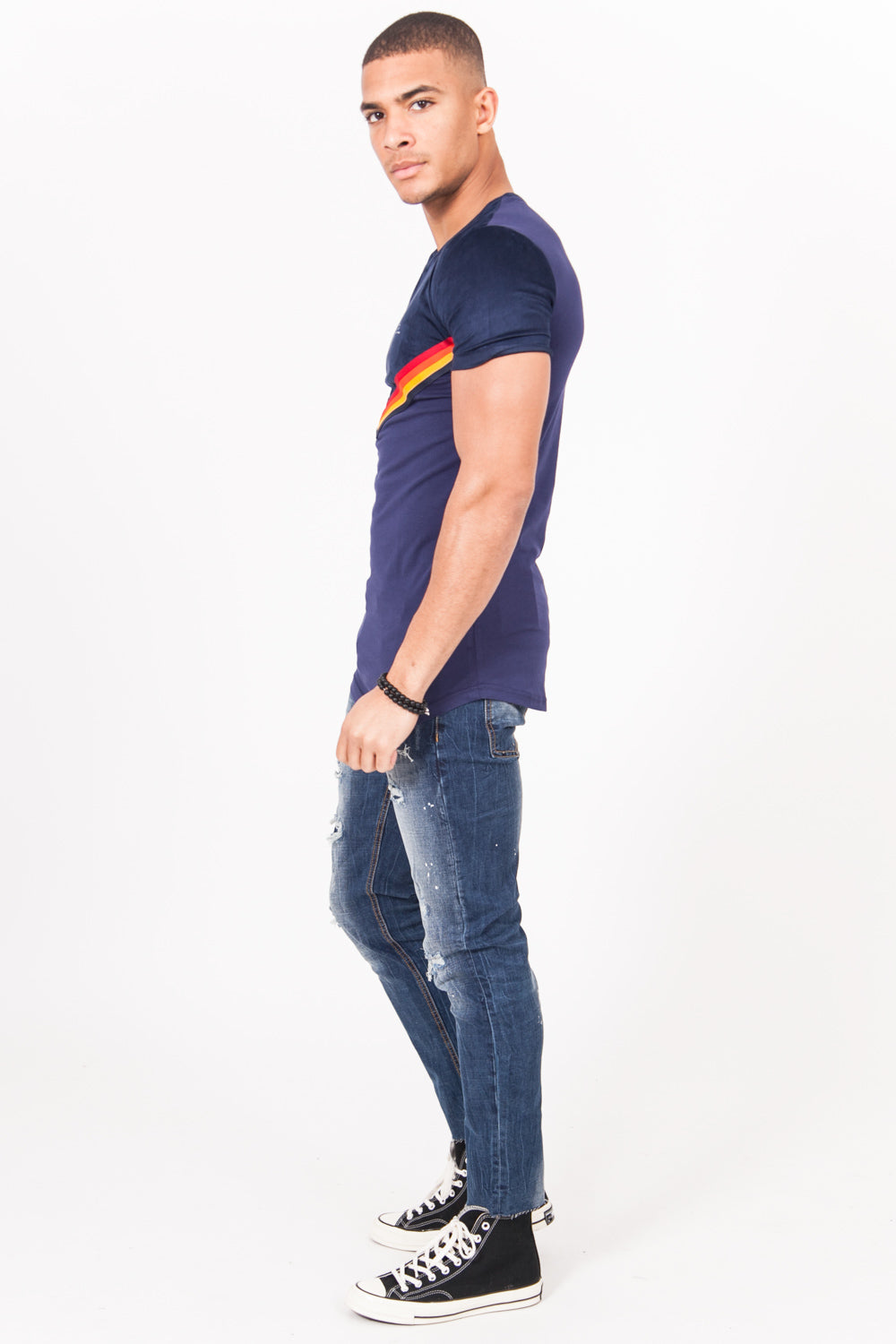 Sixth June - T-Shirt bandes V 4 couleurs bleu