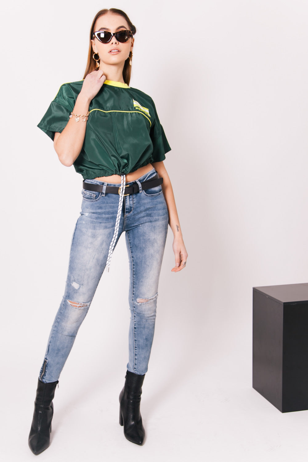 Sixth June - T-shirt crop top drapeau vert jaune