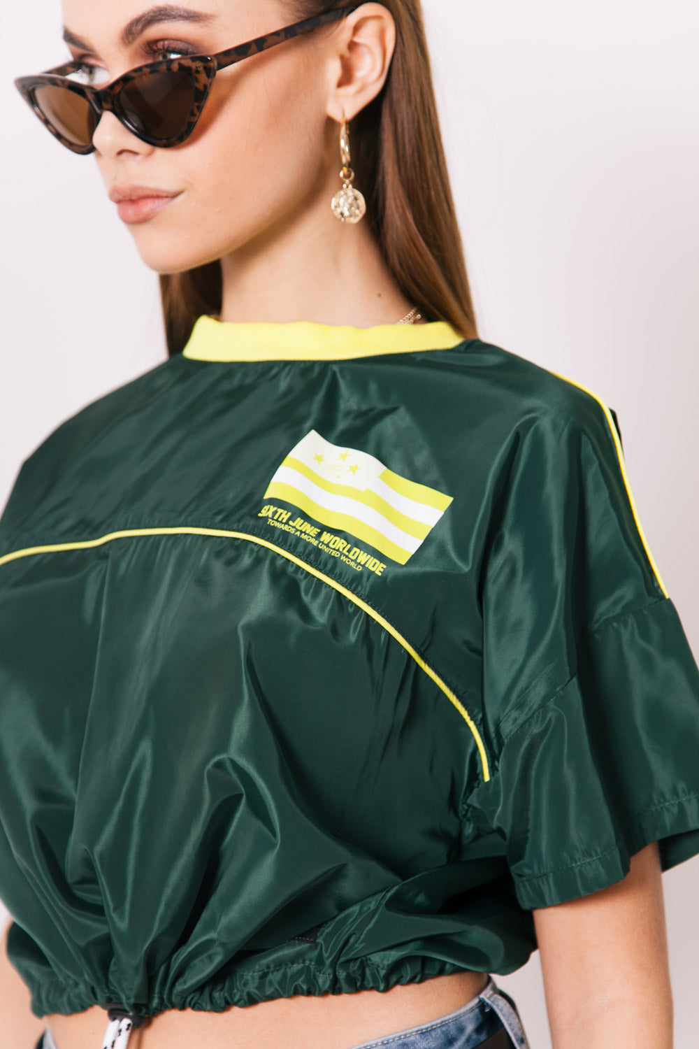 Sixth June - T-shirt crop top drapeau vert jaune