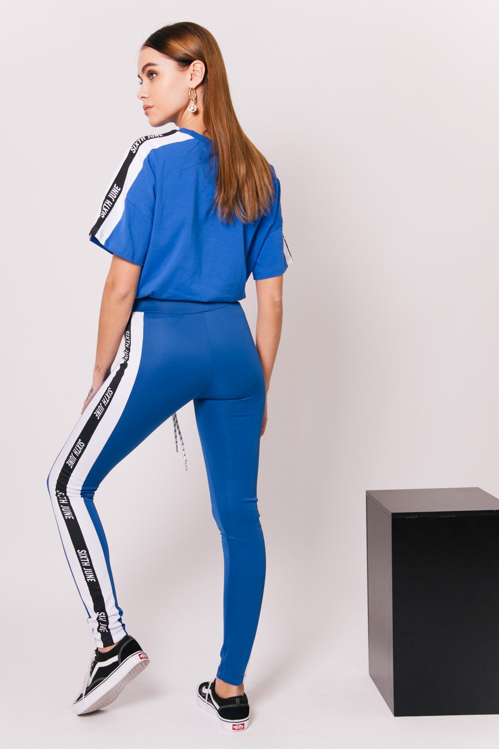 Taping Logo Cropped T-Shirt Blue