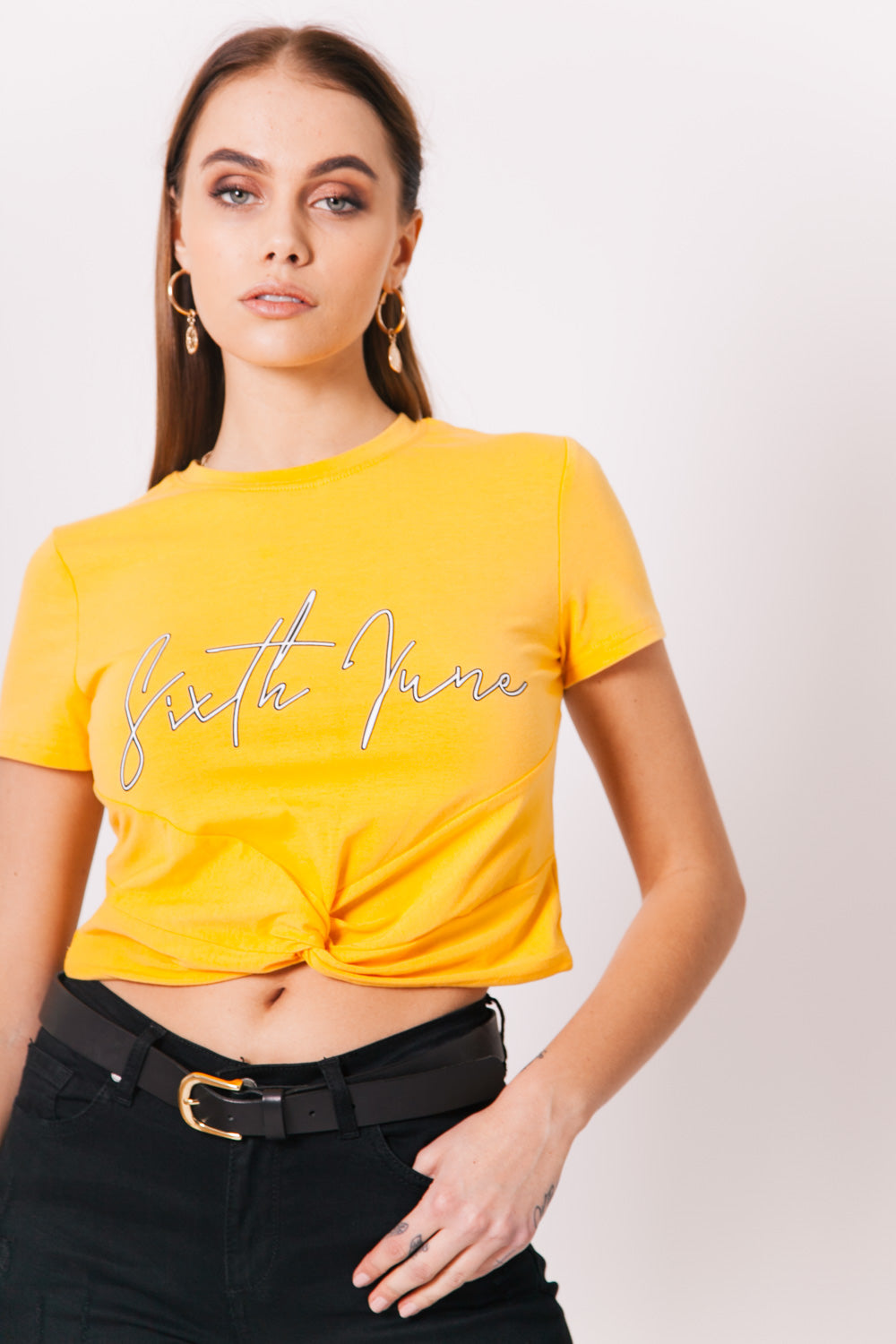 Sixth June - Crop-top noeud logo jaune