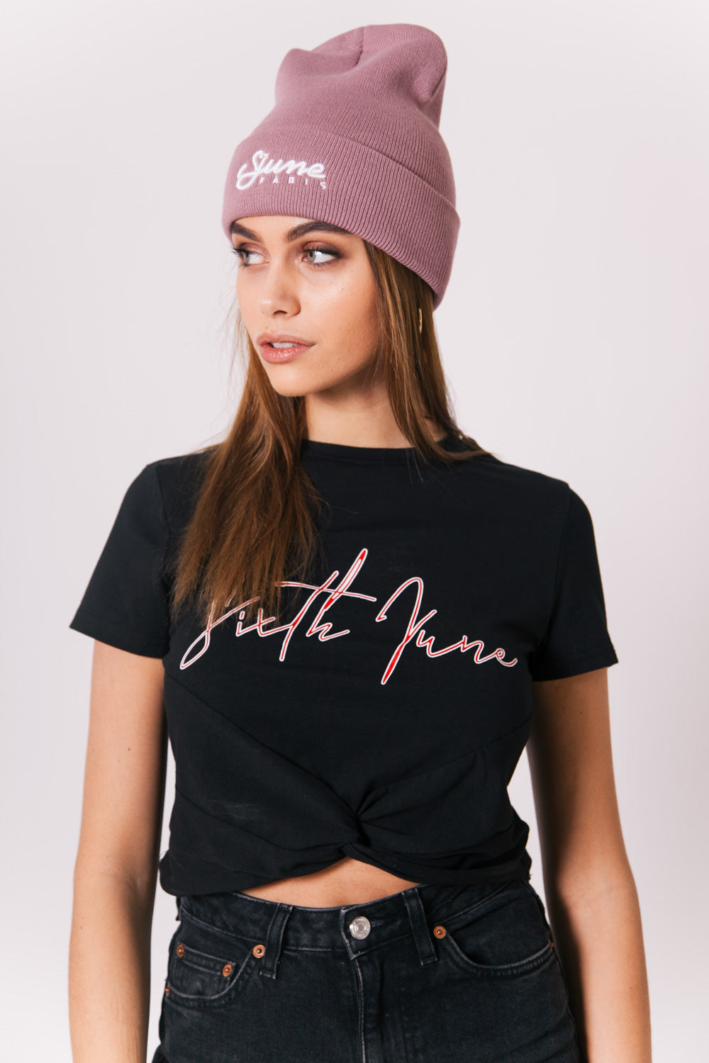 Sixth June - Crop-top noeud logo noir