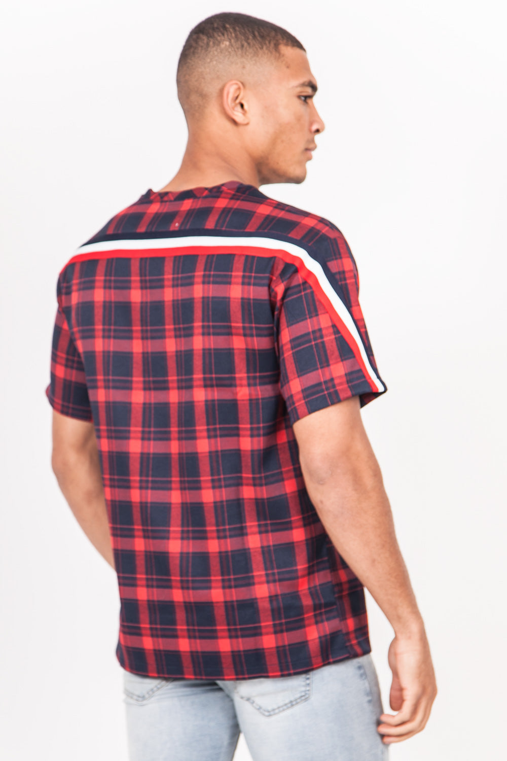 Sixth June - T-shirt tartan logo signature rouge bleu