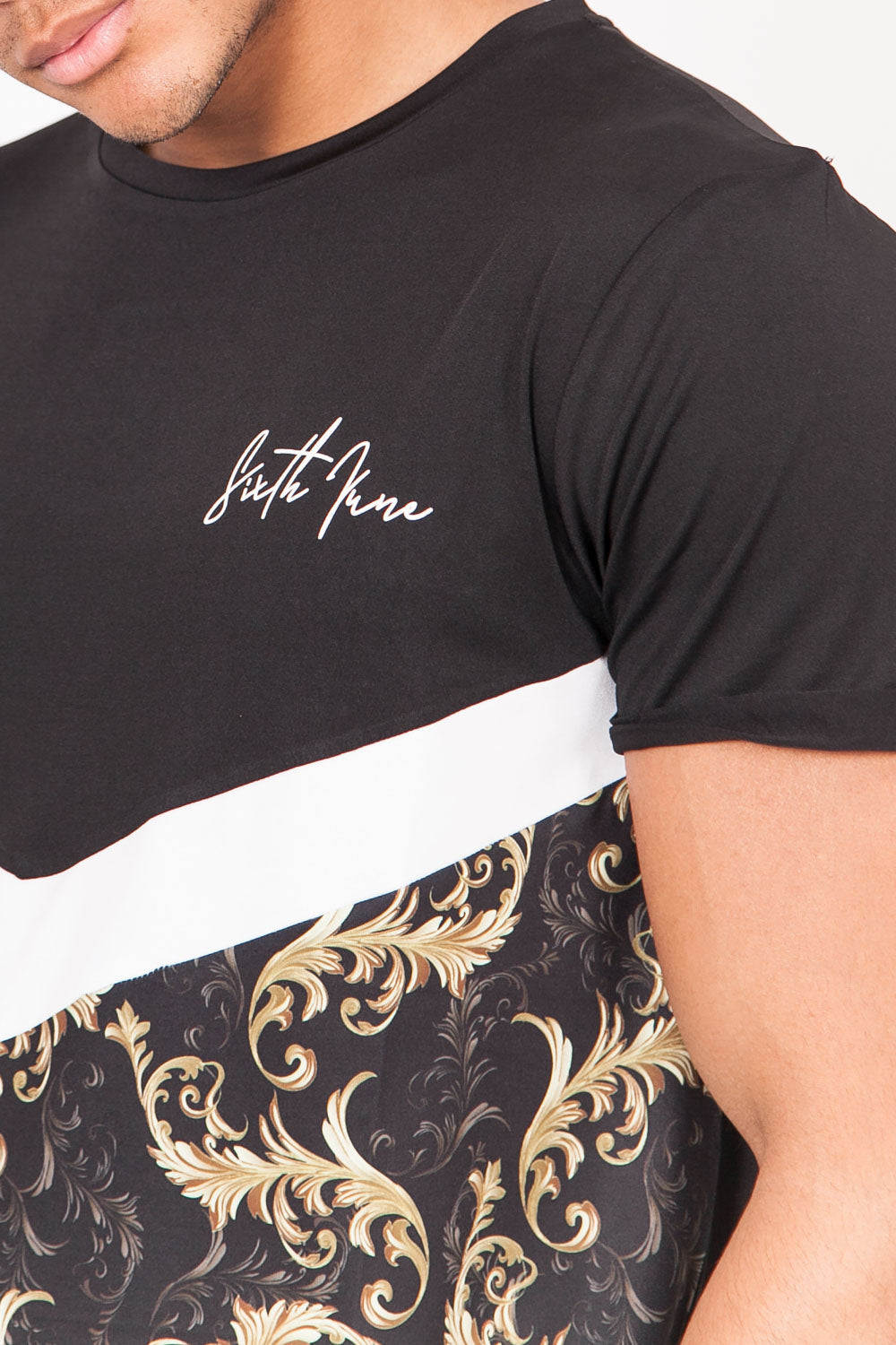 Sixth June - T-shirt oversize baroque noir blanc or