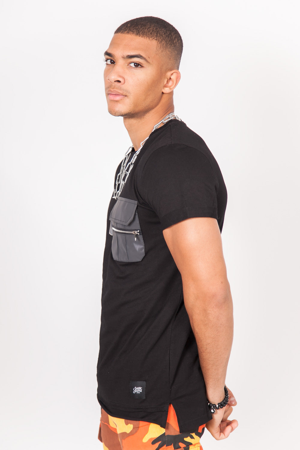 Sixth June - T-shirt poche réflechissante noir