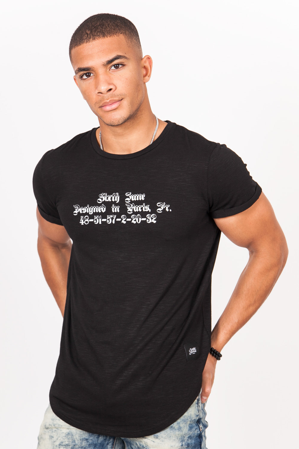 Sixth June - T-shirt gothique "designed in Paris" noir blanc