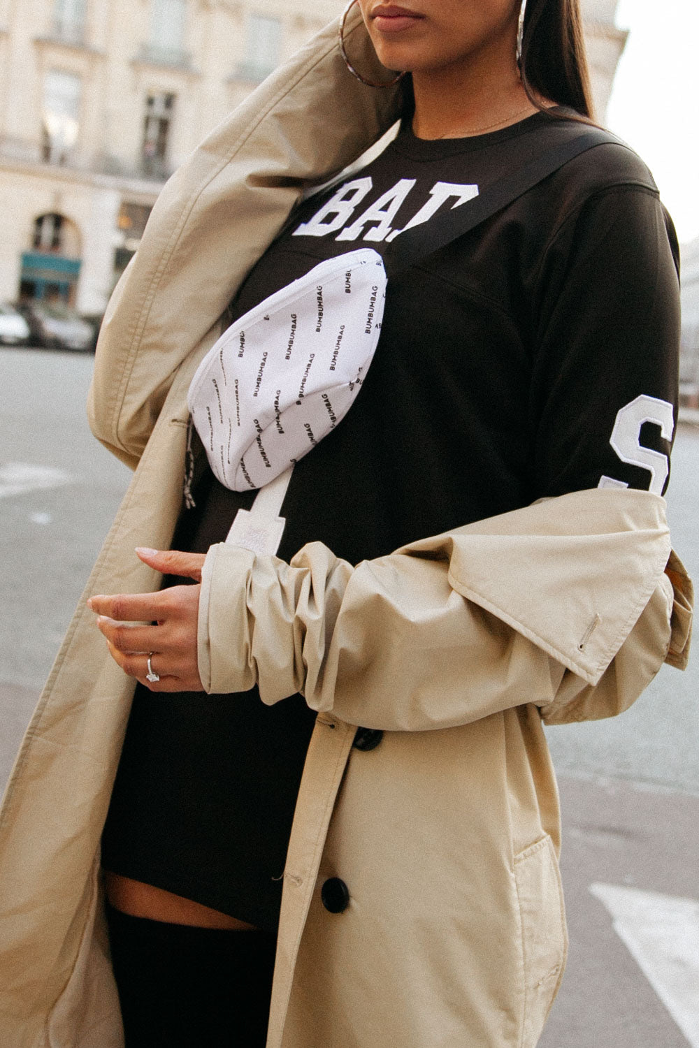 BumBumBag - Sac banane logomania blanc