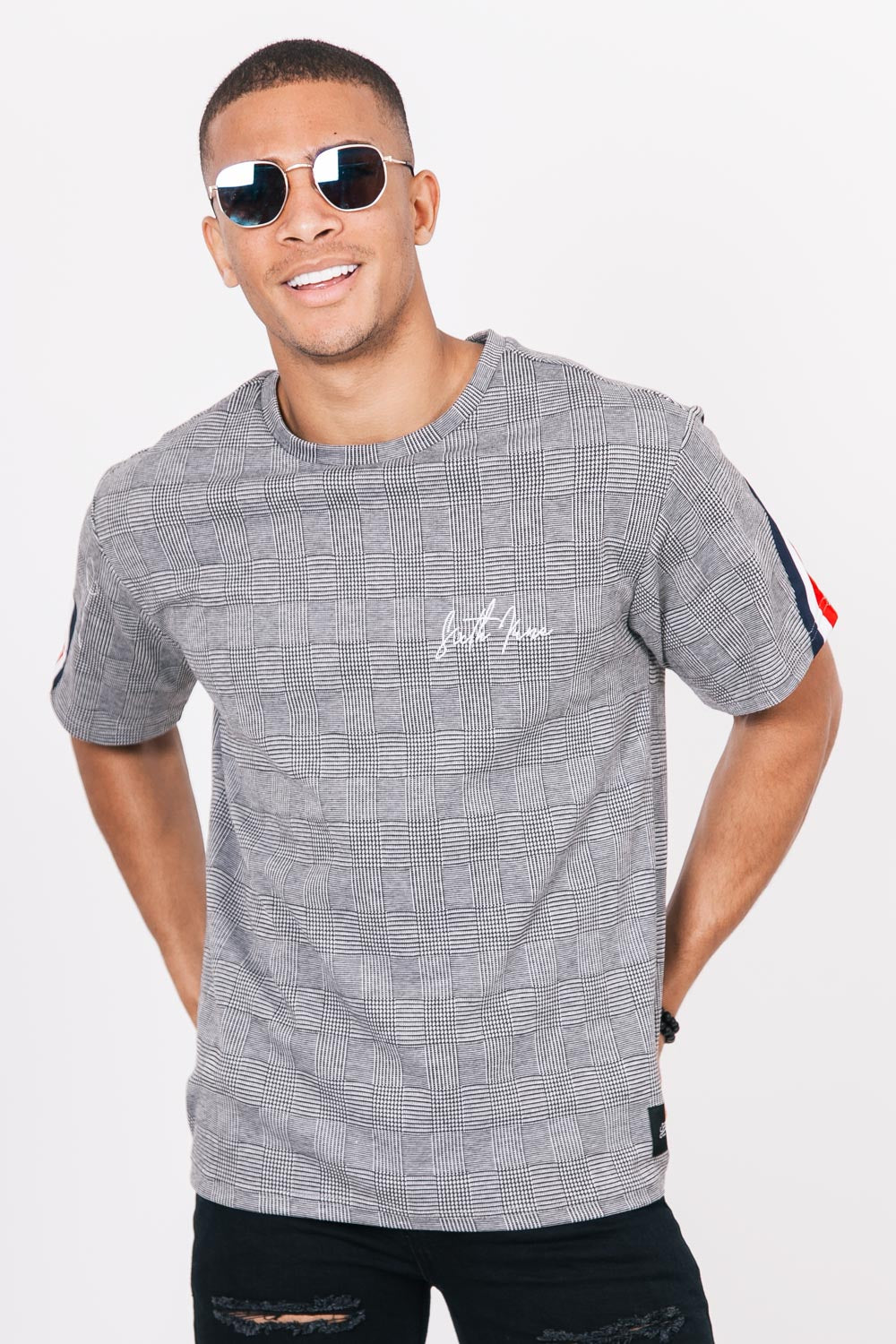 Sixth June - T-Shirt bandes tricolore dos gris