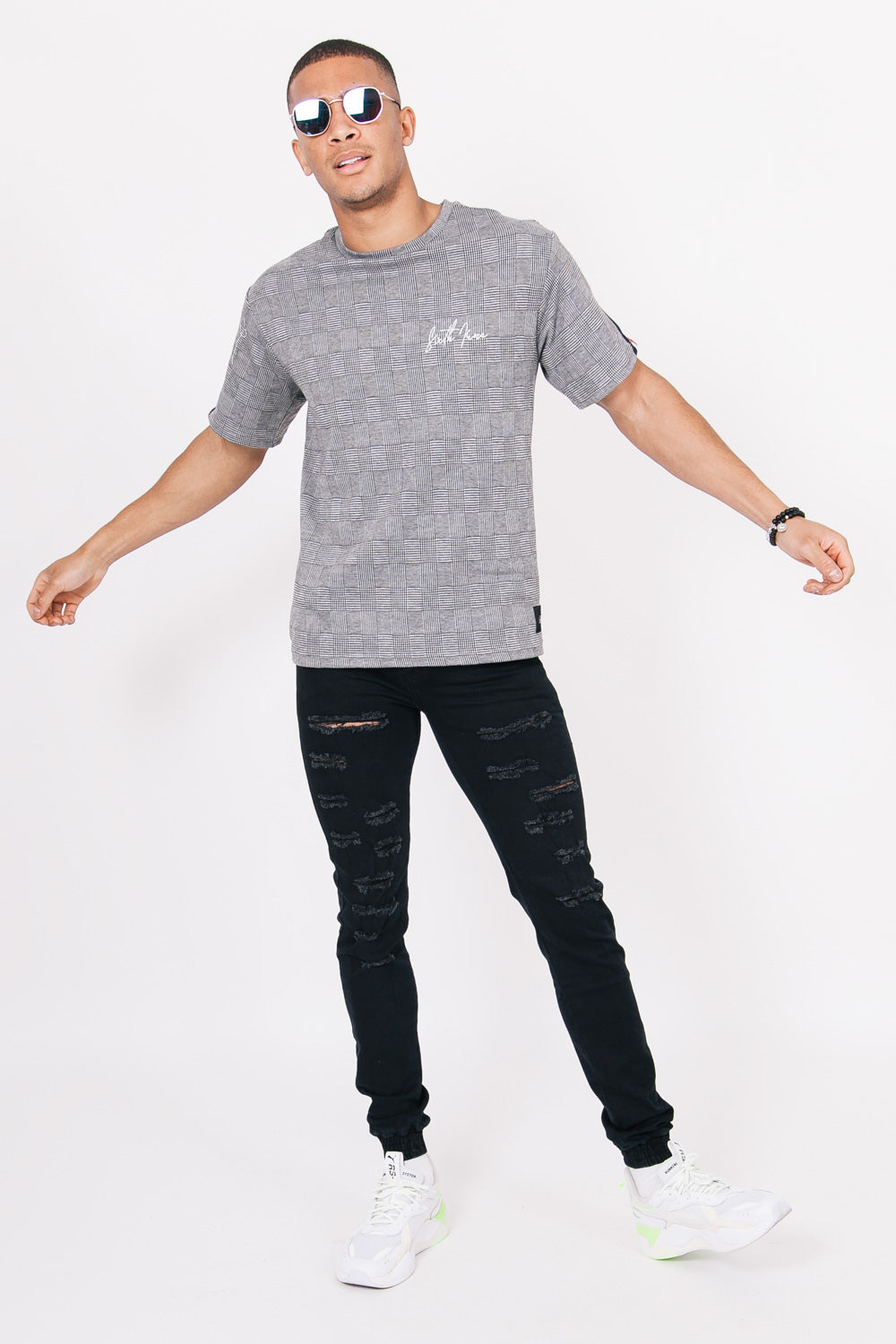 Sixth June - T-Shirt bandes tricolore dos gris