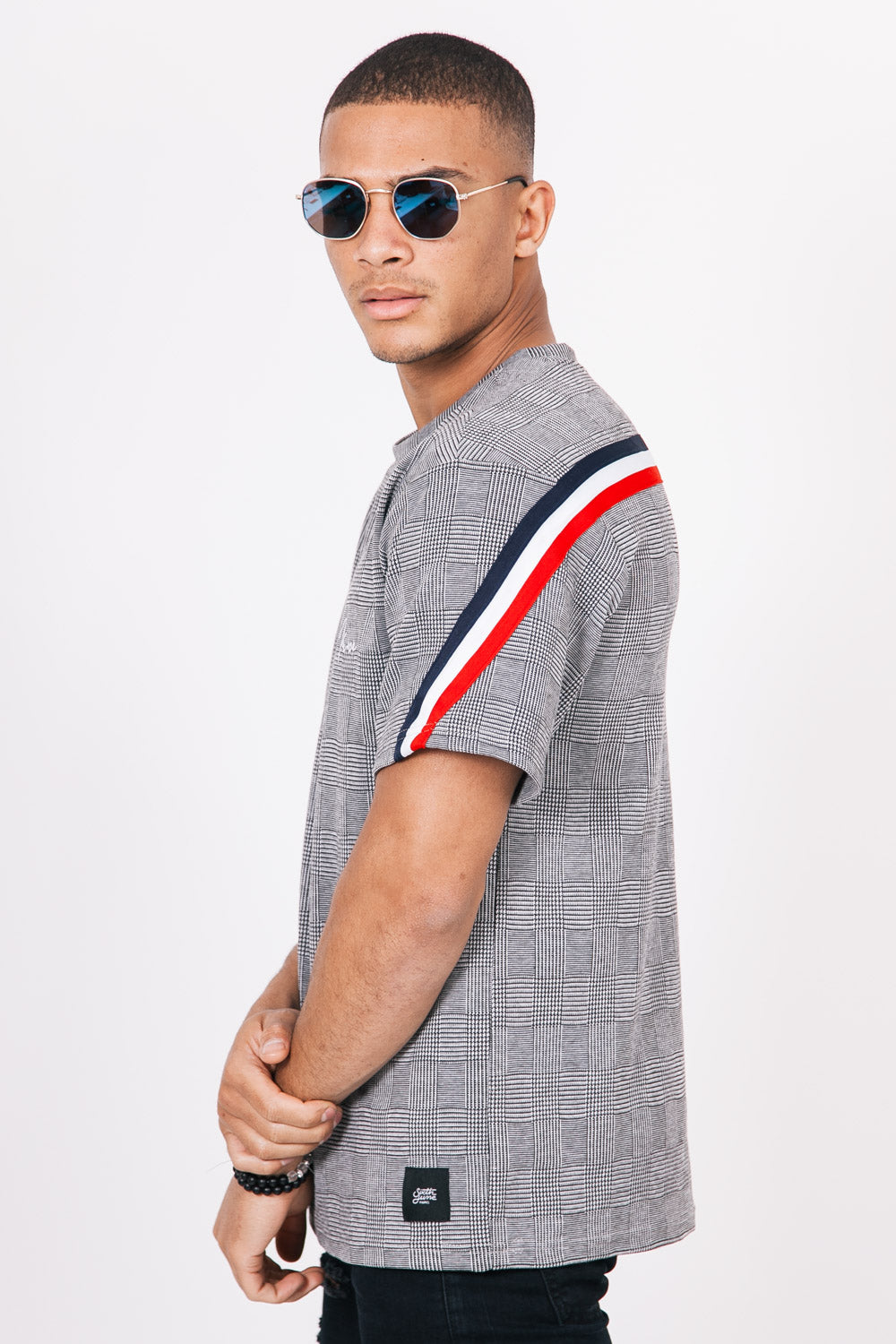 Sixth June - T-Shirt bandes tricolore dos gris