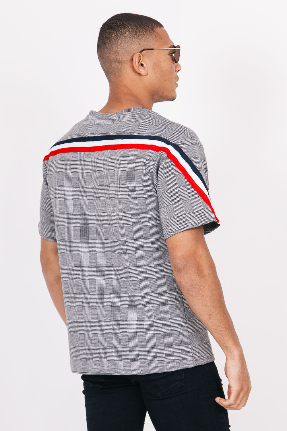 Sixth June - T-Shirt bandes tricolore dos gris