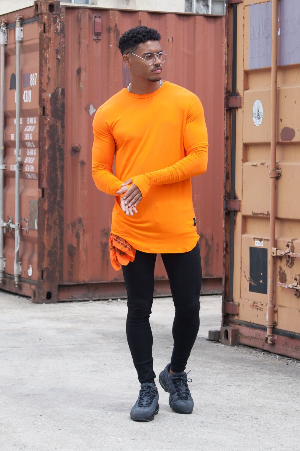 Sixth June - T-shirt manches longues bas arrondi orange