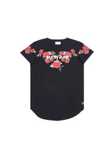 Sixth June - T-shirt roses flock print black M2525VTS