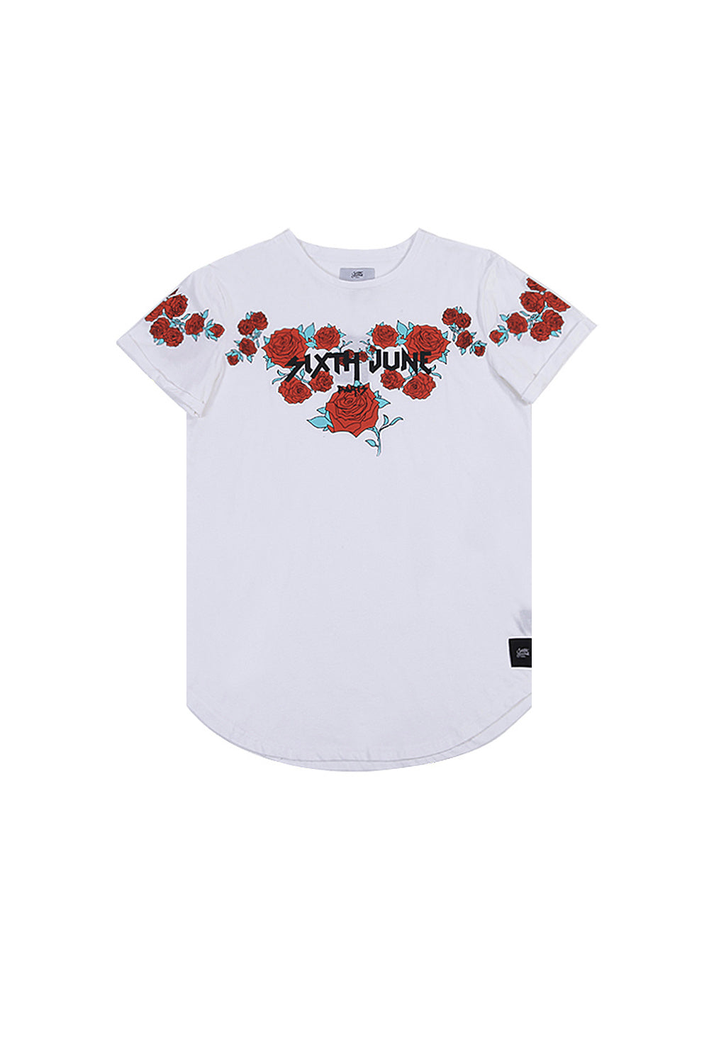 Sixth June - T-shirt roses flock print white M2525VTS