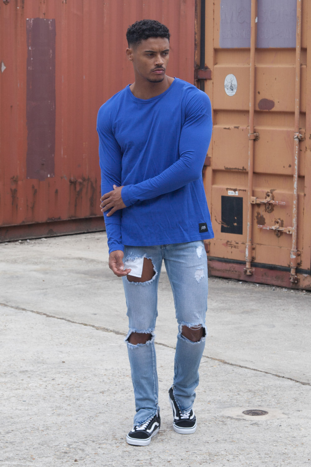 Sixth June - T- shirt manches longues épaules tombantes bleu roi