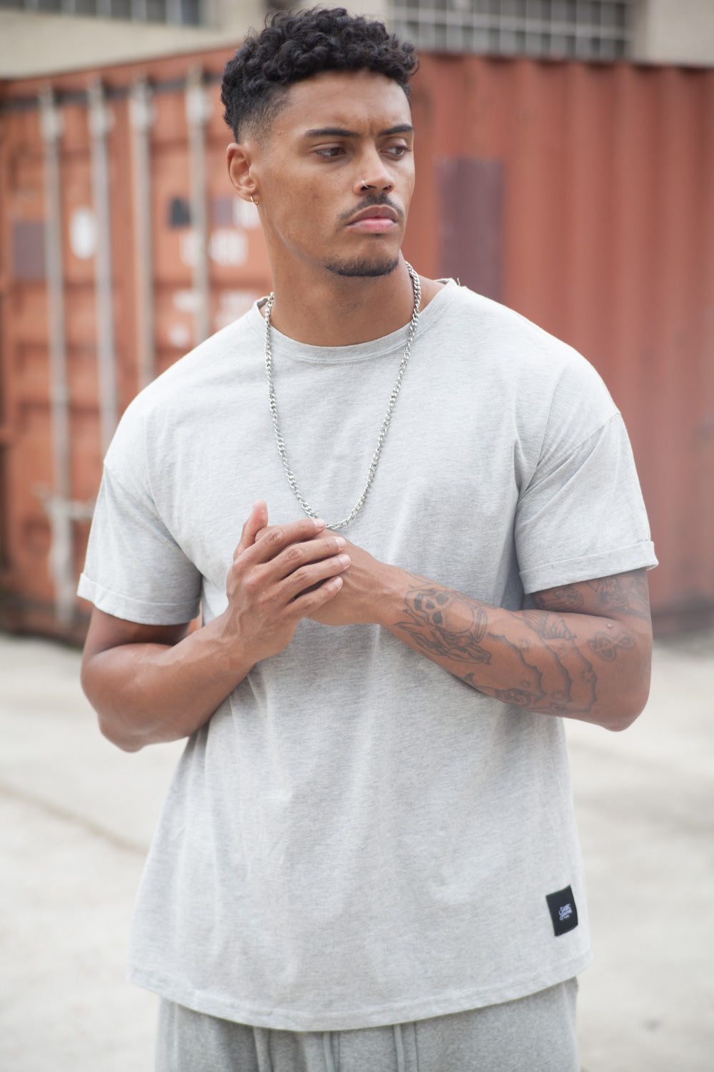 Sixth June - T-shirt épaules tombantes gris clair