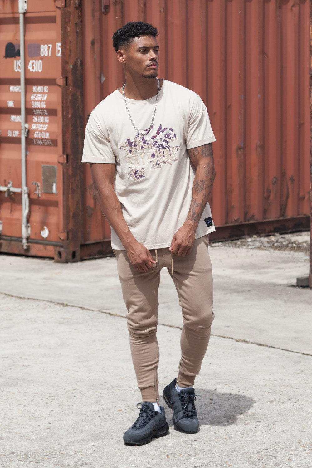 Sixth June - T-shirt brodé fleuri beige