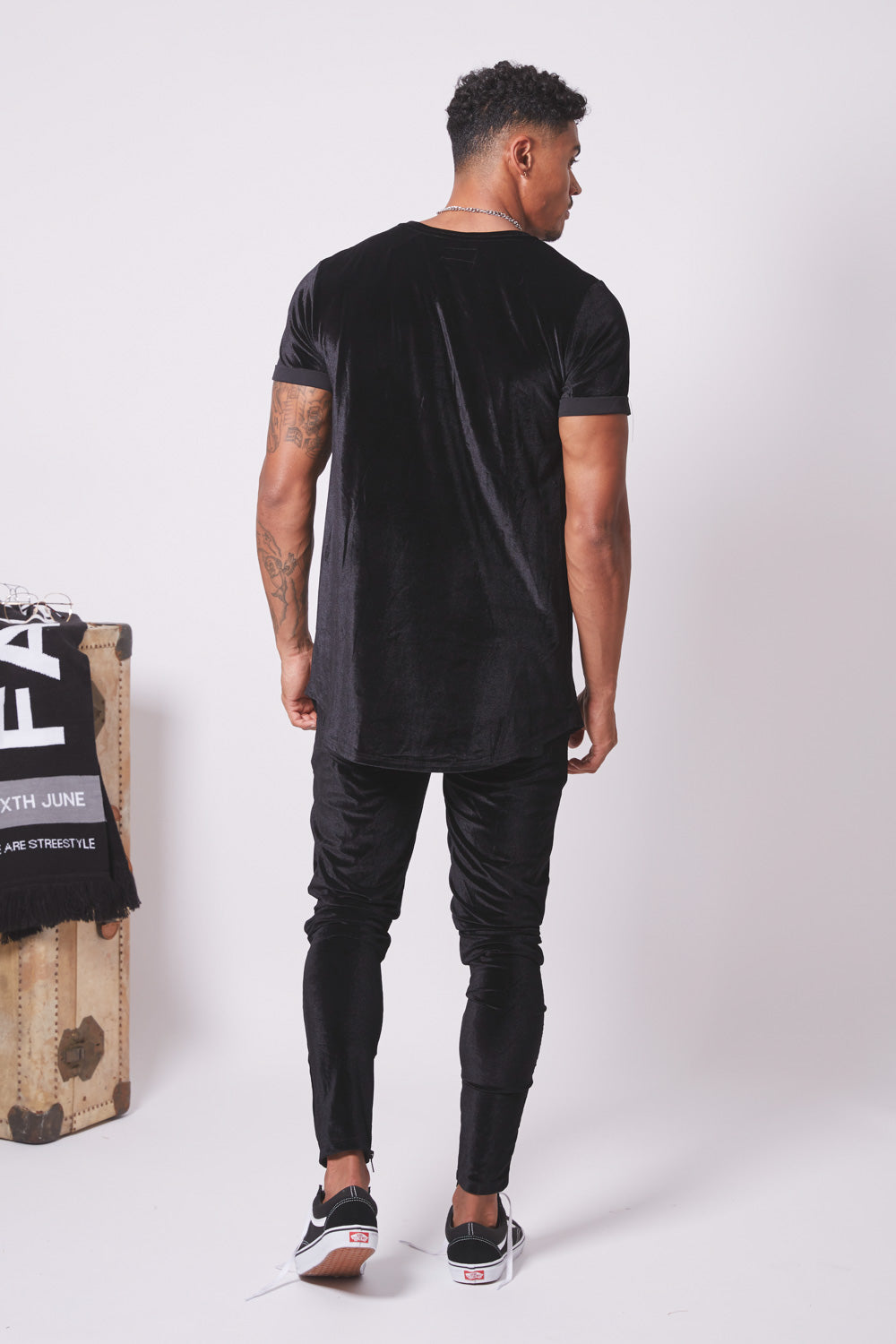 Sixth June - T-shirt tissu velours long noir