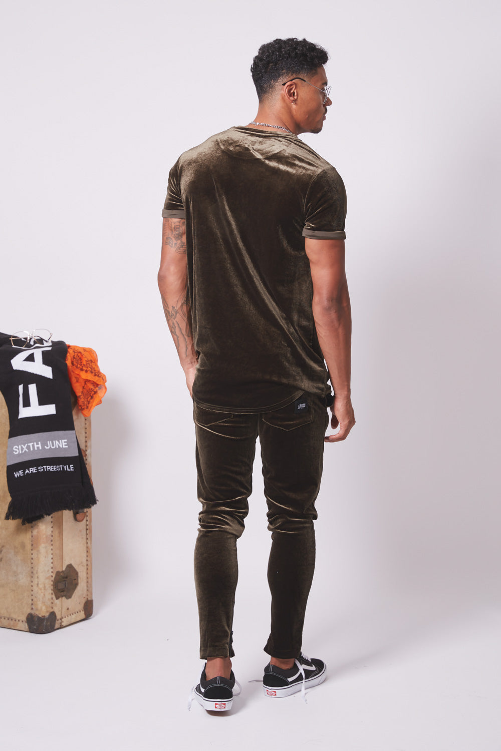 Sixth June - T-shirt tissu velours long kaki